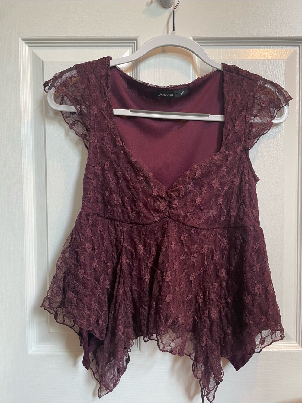 Hesperus Baby Doll Fairy Core Cottagecore Medium Whimsical Top Burgundy